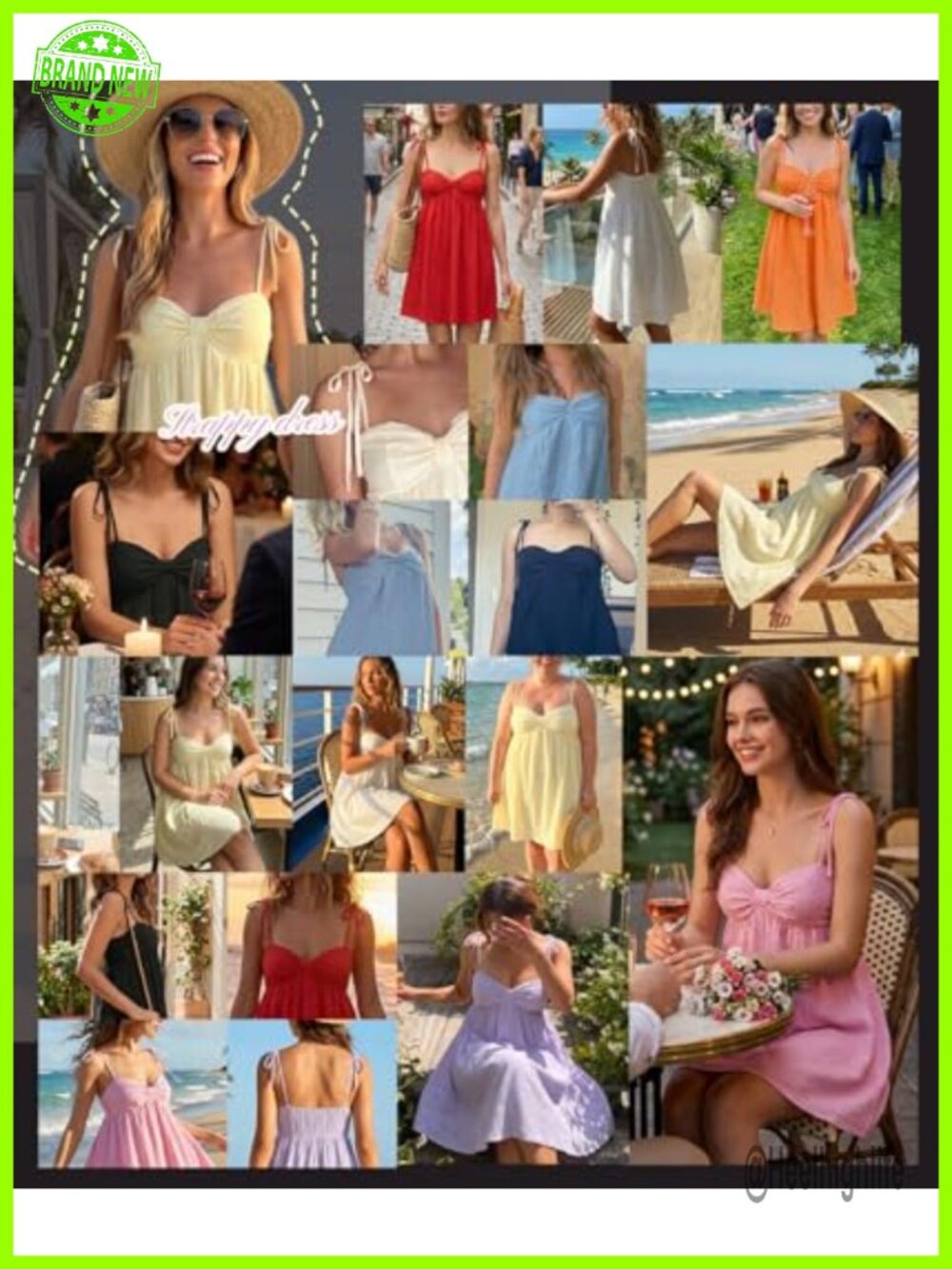 Flowy Mini Slip Dress Spaghetti Strap Casual Summer Dress - Picture 5 of 5